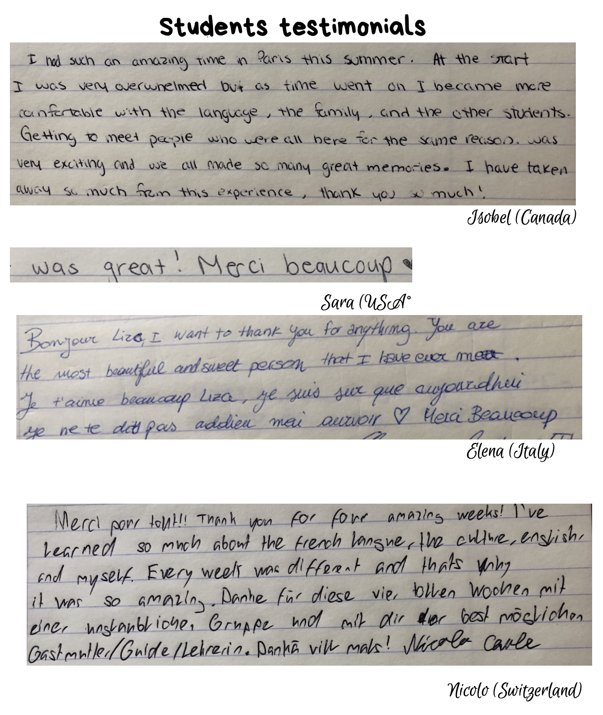 Frankreich Student Testimonials