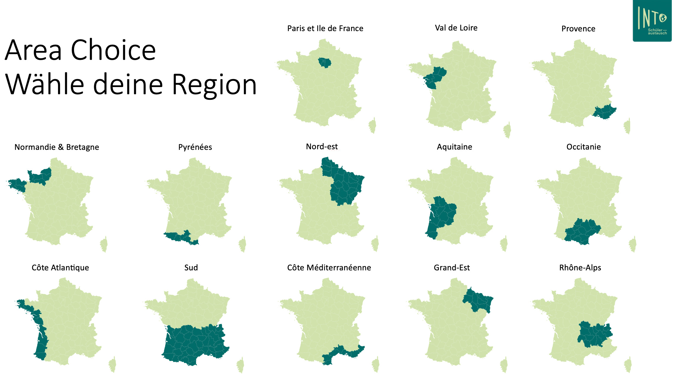 Karten von verschiedenen Regionen Frankreichs