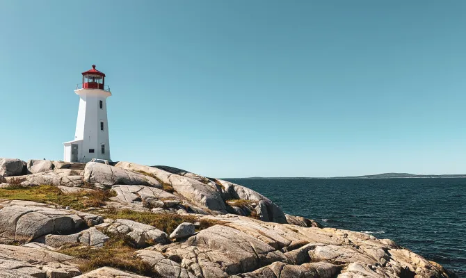 Leuchtturm in Peggys Bucht in Nova Scotia Kanada